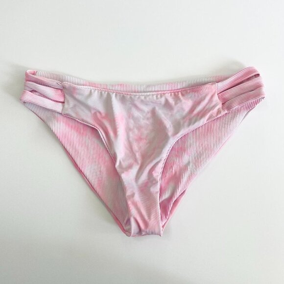 BECCA by Rebecca Ribbed Pink Tie Dye Bathing Suit Hipster Bikini Bottom - Jordan - Picture 3 of 6